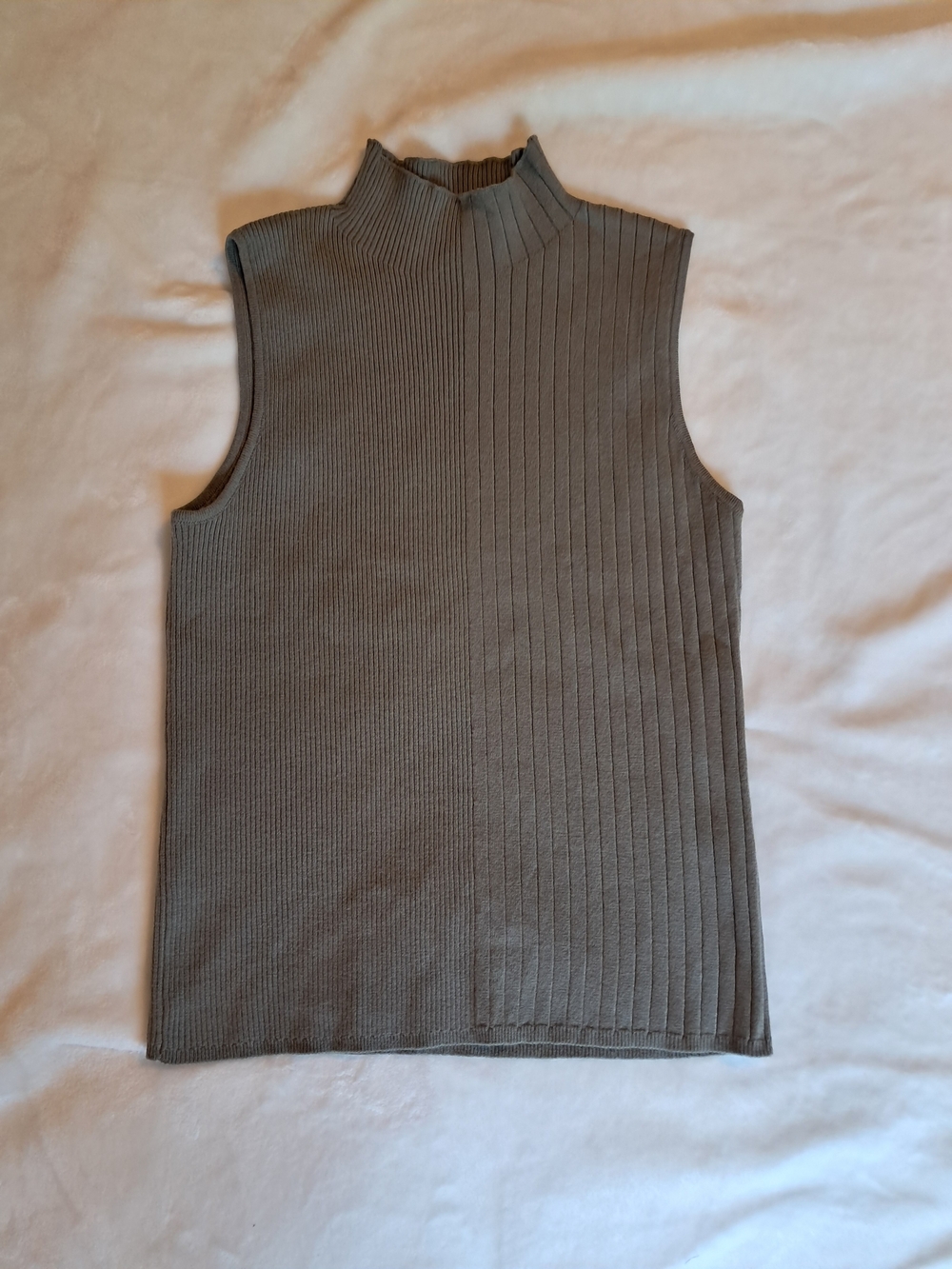 And Now This Sleeveless Ribbed Mock Neck Top — Olive Gray PS